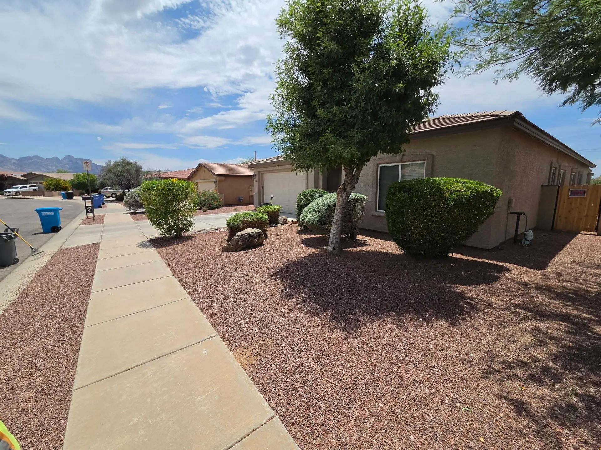 Big Ants Landscaping crew performing landscape maintenance on a desert property in Tucson, Arizona