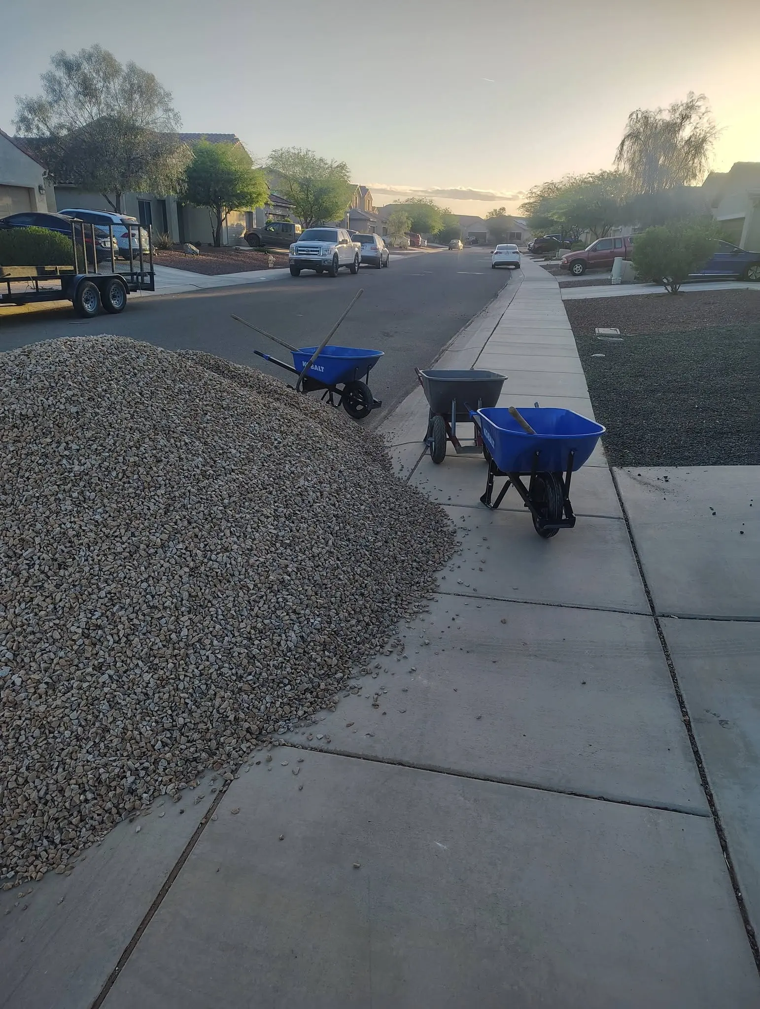 Fresh decorative rock installation on a residential desert landscape by Big Ants Landscaping